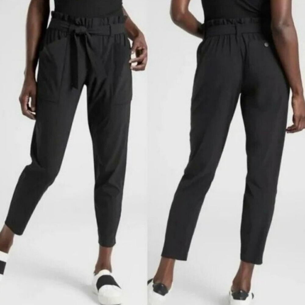 Athleta Womens Black Skyline Paper Bag Pants Size 4